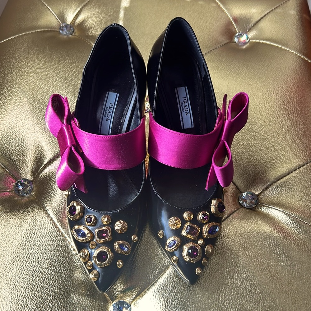 Prada; size:6.5 black leather.